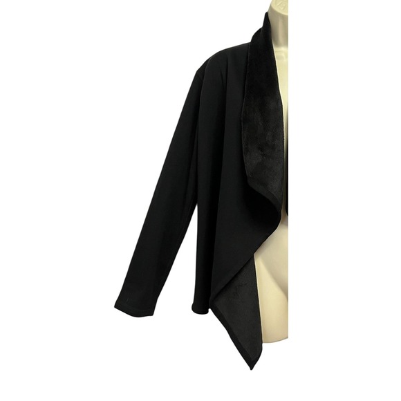 Zenergy By Chicos Jacket Womens Medium Black Open Front Shawl Collar Cardigan - Picture 5 of 9